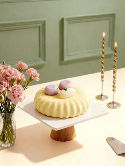 Eggless Kerala Vanilla Bean and Blueberry Compote Cake - Artisanal Fruit Entremet Bangalore - Caspars Bageri