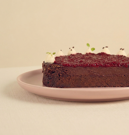 Decadent Twice Baked Chocolate Cake with ganache - Intense Flourless Style Dessert Bangalore - Caspars Bageri